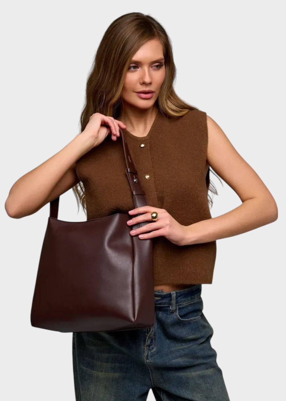 Sac en cuir Julia avec pochette assortie