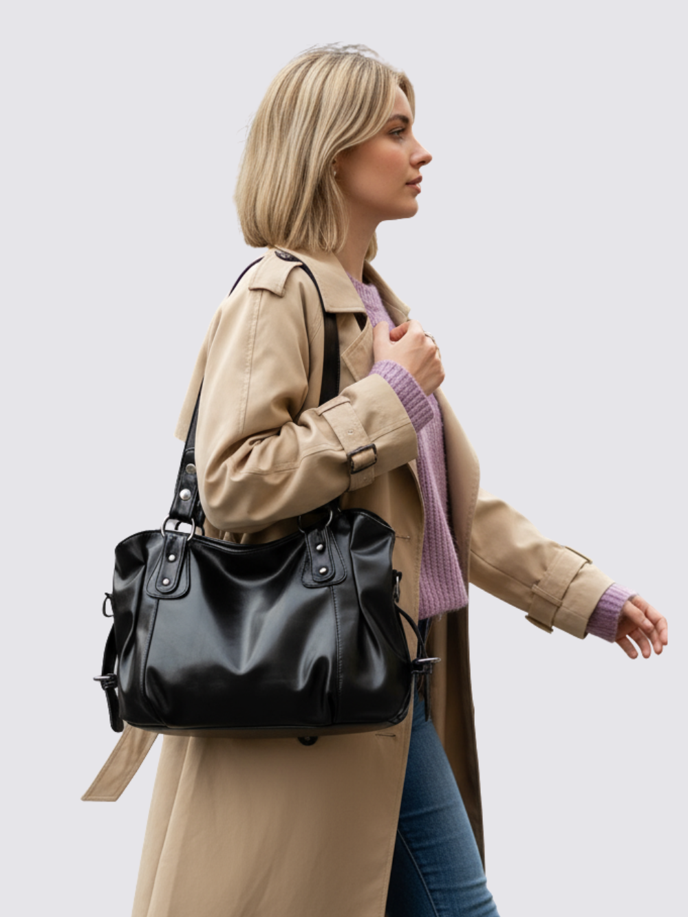 Sac en cuir Angelina - Noir