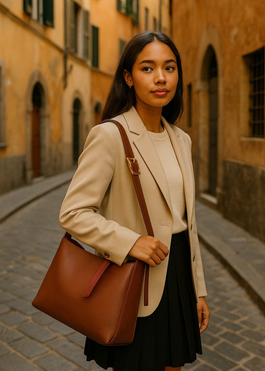 Sac en cuir Julia + 1 pochette gratuite