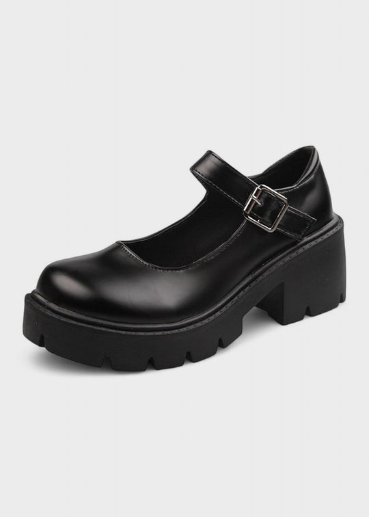 Bonnie - Bottines à talons en cuir verni noir Oxfords